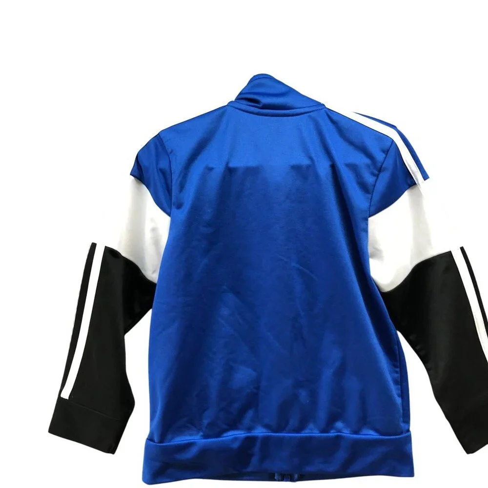 Adidas Boys 4T Track Jacket Blue Black White Full Zip Mock Neck‎ Sweatshirt